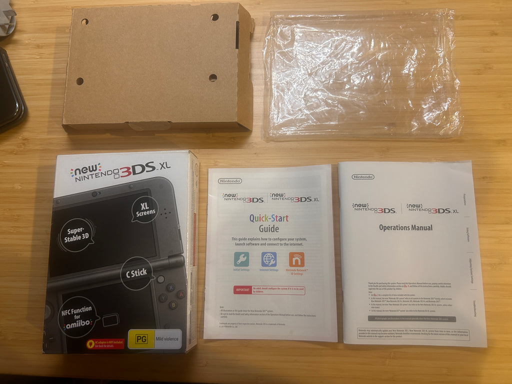 Metallic Black New 3DS XL Console, Top IPS, PAL, Complete w Boxes & Charger